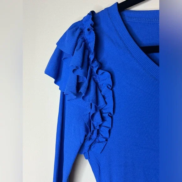 AVEC LES FILLES | RIB KNIT RUFFLE TOP - Picture 8 of 11